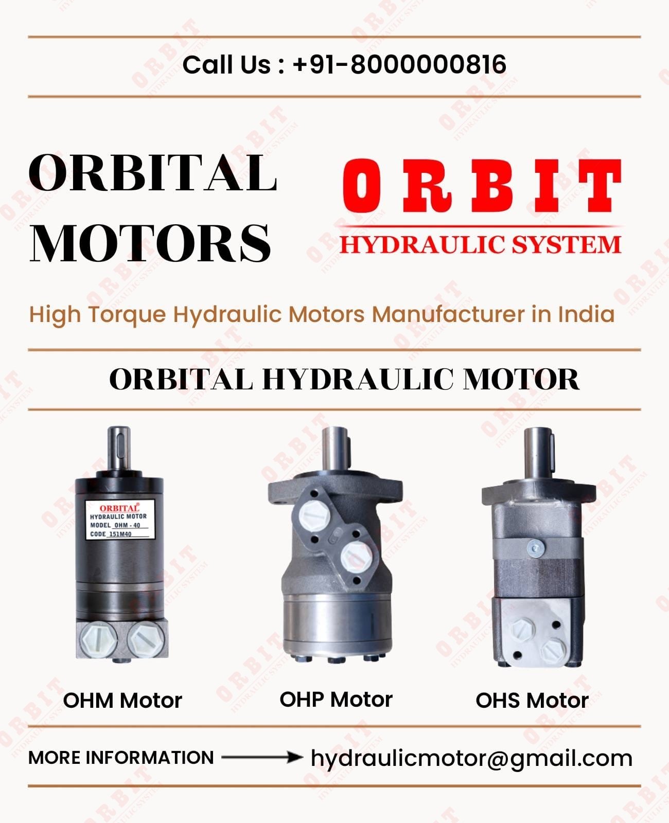 Orbit Hydraulic Motor Manufacturer in Ahmedabad Mumbai Chennai Pune Delhi Kolkata Nashik India